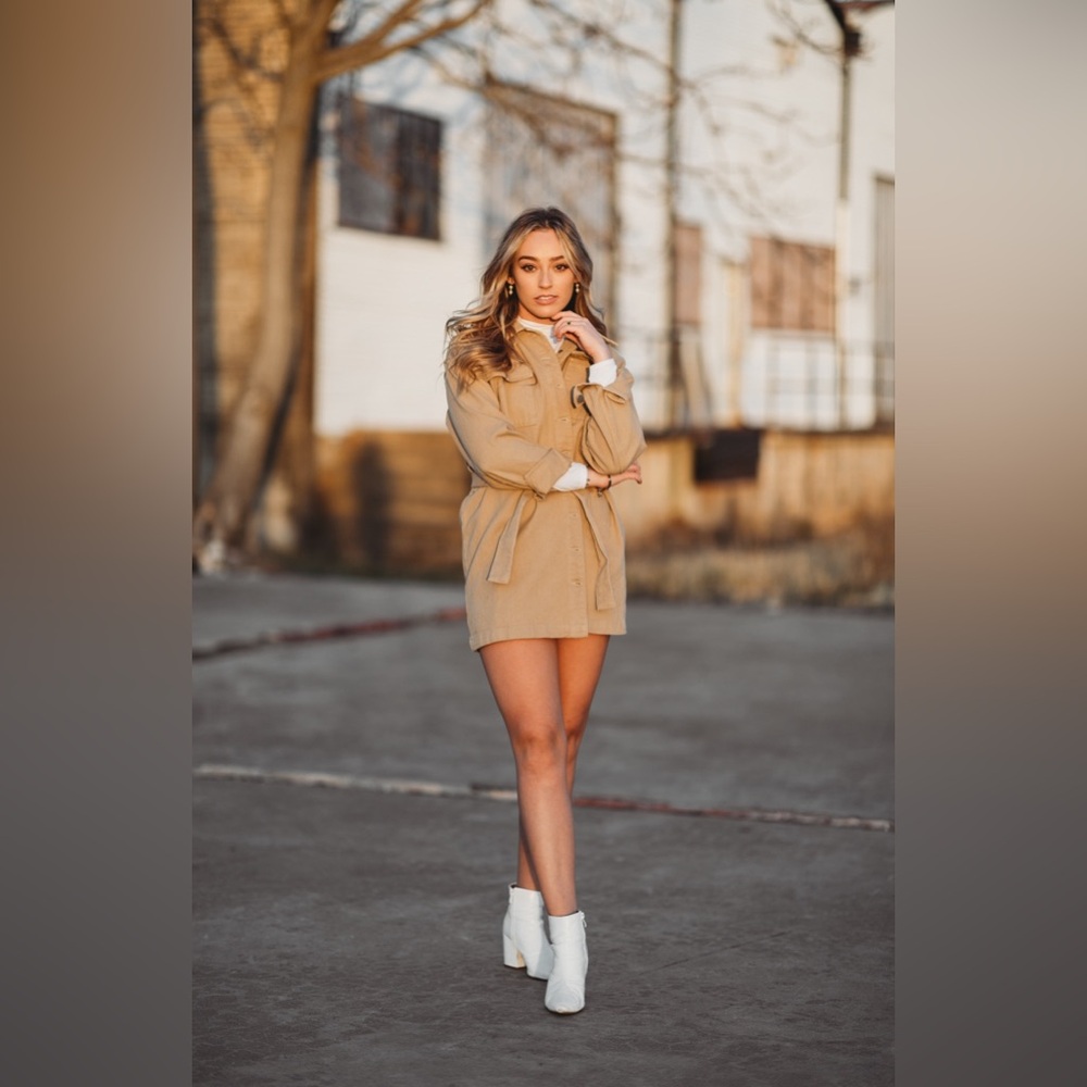 Tan Mock Neck Sweater Dress